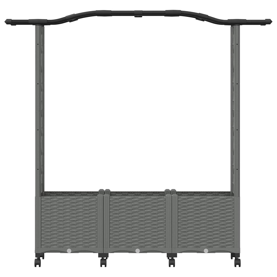 Hævet Bed med Trellis og Tag Lysegrå 164 x 40 x 144 cm PP
