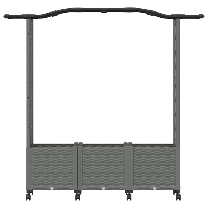 Hævet Bed med Trellis og Tag Lysegrå 164 x 40 x 144 cm PP