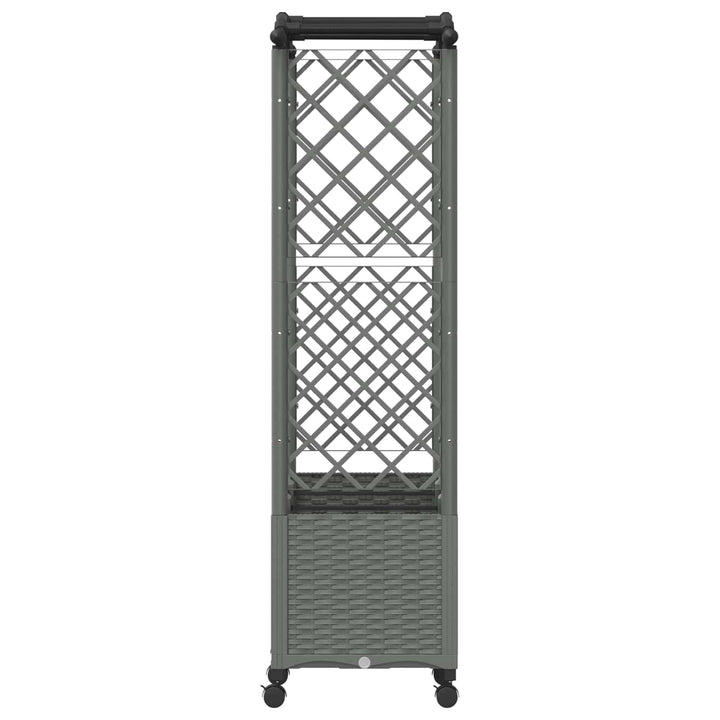 Hævet Bed med Trellis og Tag Lysegrå 164 x 40 x 144 cm PP