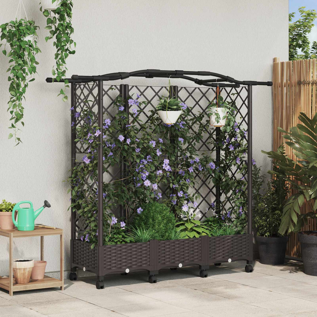 Hævet Bed med Trellis og Tag Brun 163 x 40 x 129 cm PP
