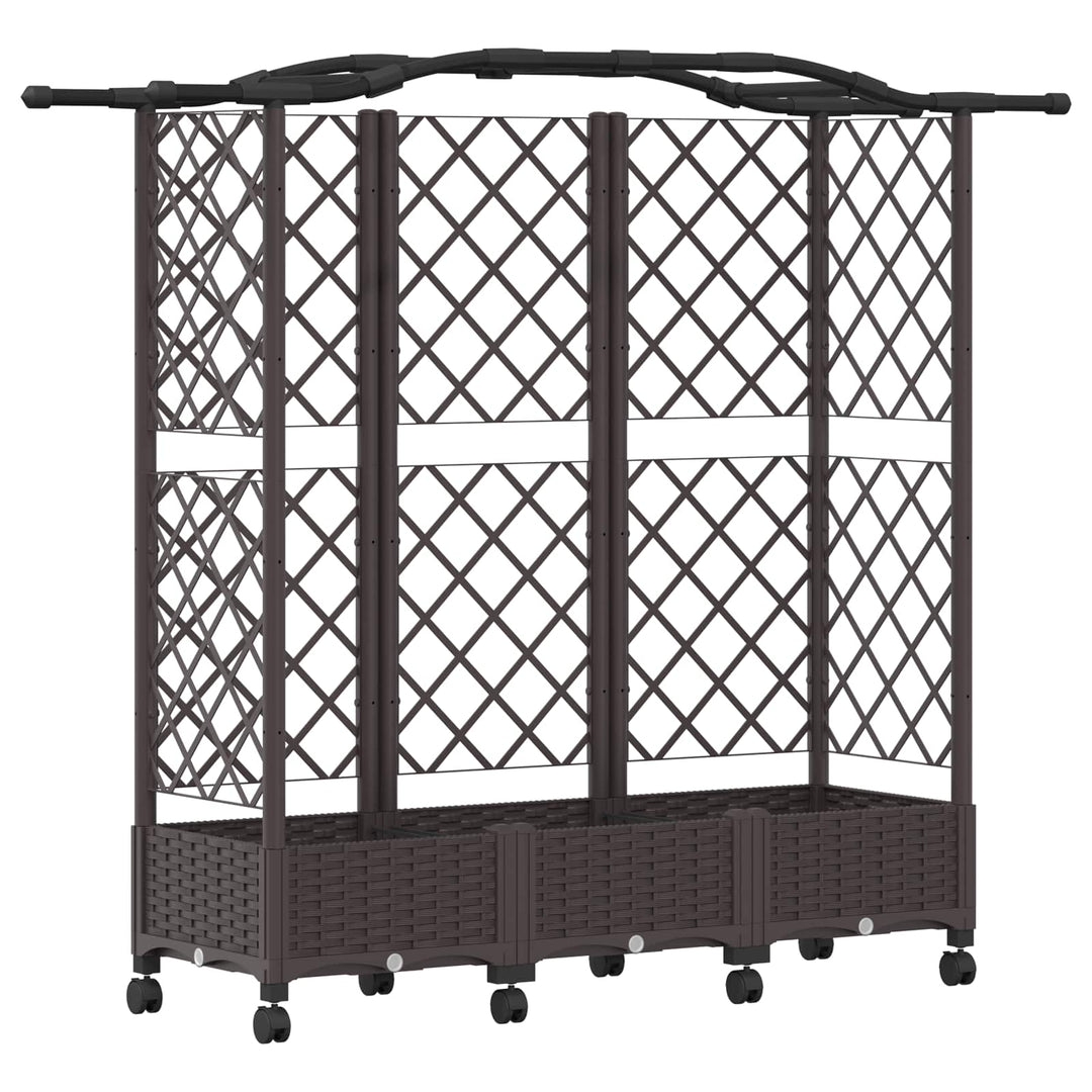 Hævet Bed med Trellis og Tag Brun 163 x 40 x 129 cm PP