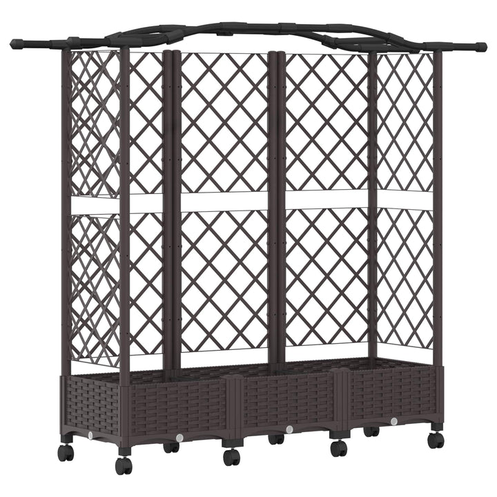 Hævet Bed med Trellis og Tag Brun 163 x 40 x 129 cm PP