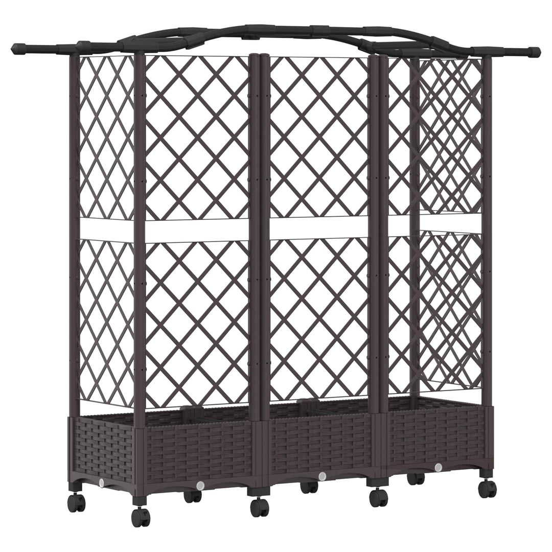 Hævet Bed med Trellis og Tag Brun 163 x 40 x 129 cm PP