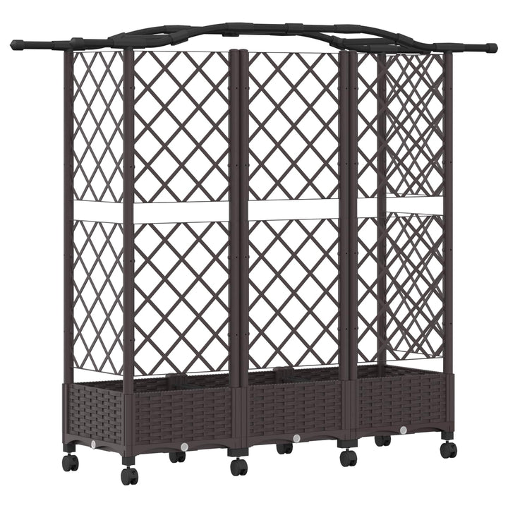 Hævet Bed med Trellis og Tag Brun 163 x 40 x 129 cm PP
