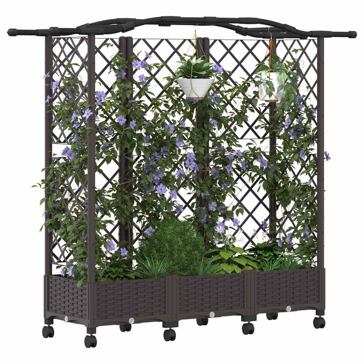 Hævet Bed med Trellis og Tag Brun 163 x 40 x 129 cm PP