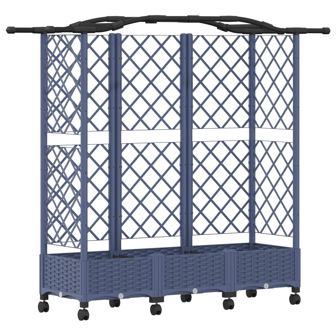 Hævet Bed med Trellis og Tag Grå 163 x 40 x 129 cm PP