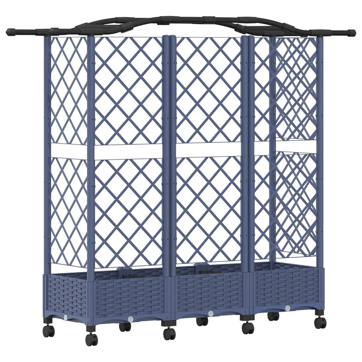 Hævet Bed med Trellis og Tag Grå 163 x 40 x 129 cm PP