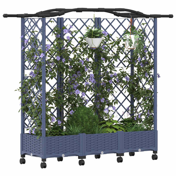 Hævet Bed med Trellis og Tag Grå 163 x 40 x 129 cm PP