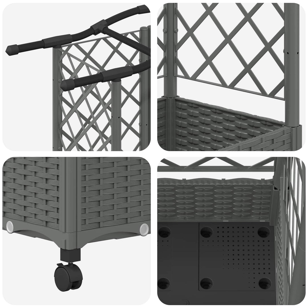 Hævet Bed med Trellis og Tag Lysegrå 163 x 40 x 129 cm PP