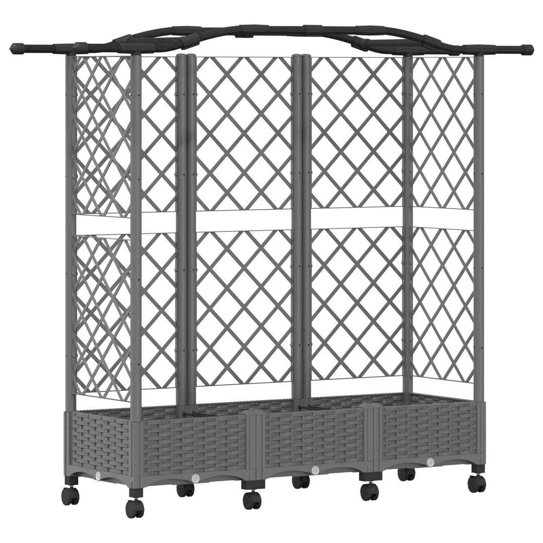 Hævet Bed med Trellis og Tag Lysegrå 163 x 40 x 129 cm PP
