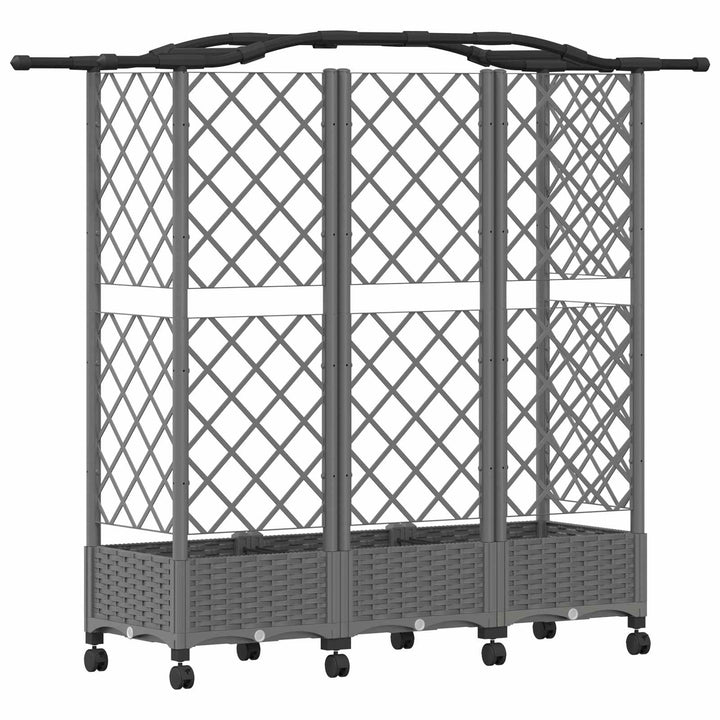 Hævet Bed med Trellis og Tag Lysegrå 163 x 40 x 129 cm PP