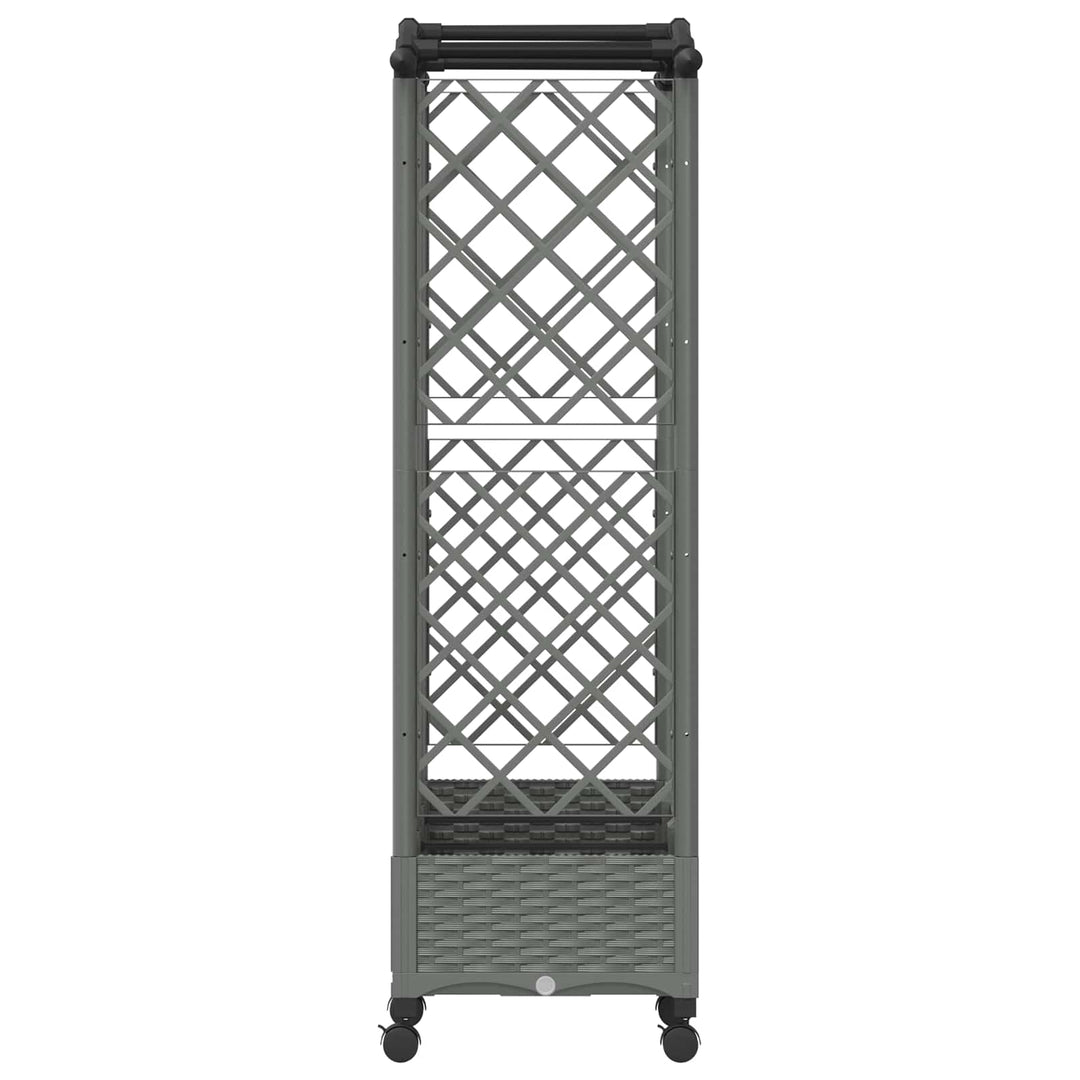 Hævet Bed med Trellis og Tag Lysegrå 163 x 40 x 129 cm PP