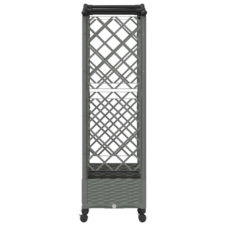 Hævet Bed med Trellis og Tag Lysegrå 163 x 40 x 129 cm PP