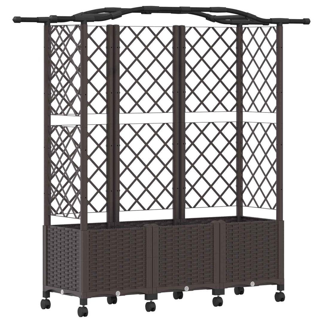 Hævet Bed med Trellis og Tag Brun 163 x 40 x 144 cm PP