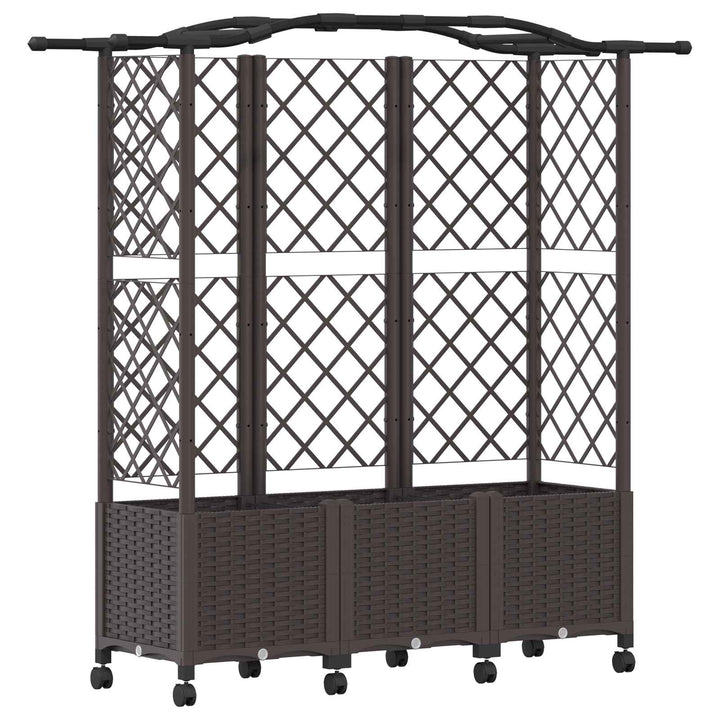 Hævet Bed med Trellis og Tag Brun 163 x 40 x 144 cm PP