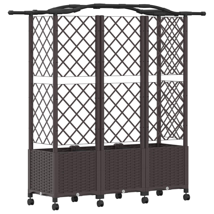 Hævet Bed med Trellis og Tag Brun 163 x 40 x 144 cm PP