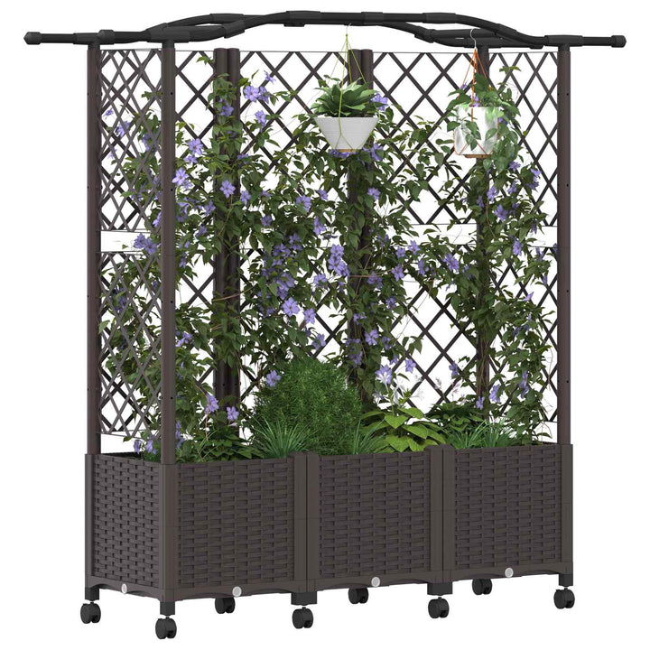 Hævet Bed med Trellis og Tag Brun 163 x 40 x 144 cm PP