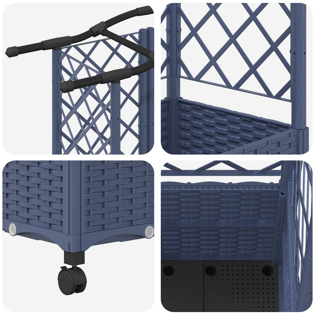 Hævet Bed med Trellis og Tag Grå 163 x 40 x 144 cm PP