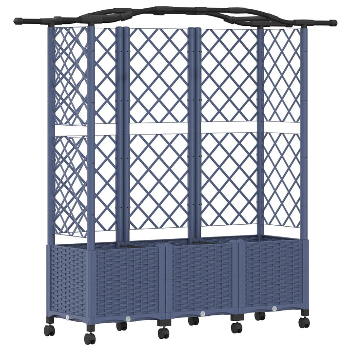 Hævet Bed med Trellis og Tag Grå 163 x 40 x 144 cm PP
