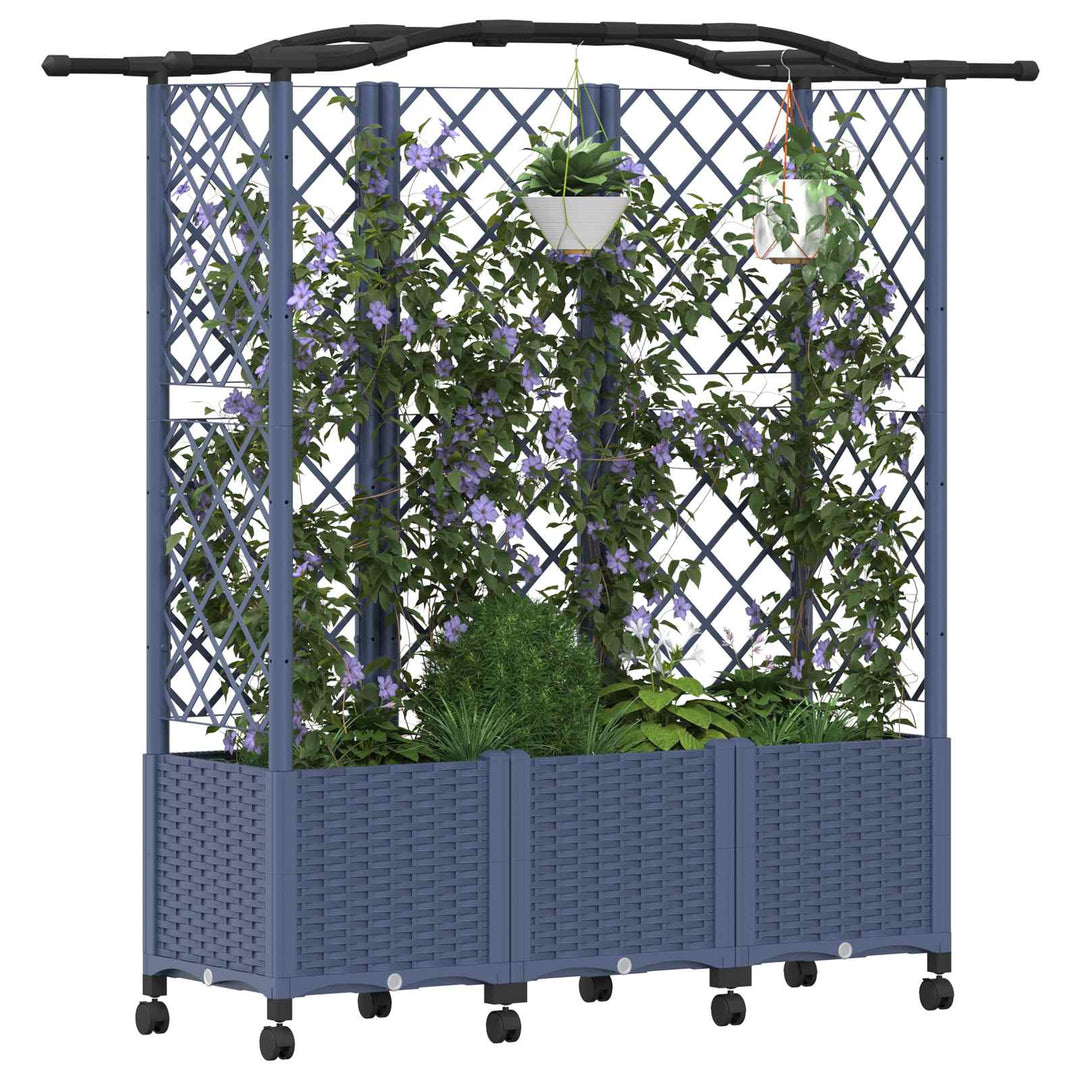 Hævet Bed med Trellis og Tag Grå 163 x 40 x 144 cm PP