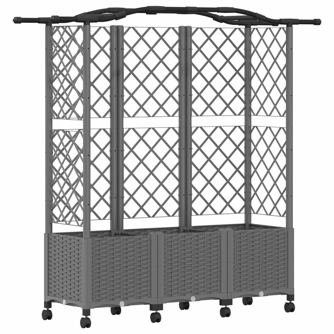 Hævet Bed med Trellis og Tag Lysegrå 163 x 40 x 144 cm PP