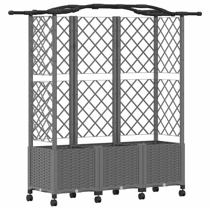 Hævet Bed med Trellis og Tag Lysegrå 163 x 40 x 144 cm PP