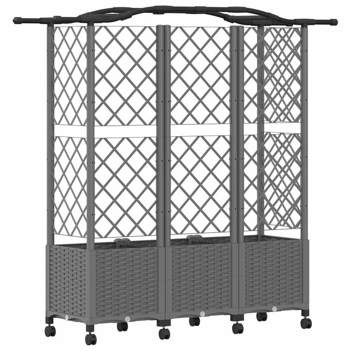 Hævet Bed med Trellis og Tag Lysegrå 163 x 40 x 144 cm PP