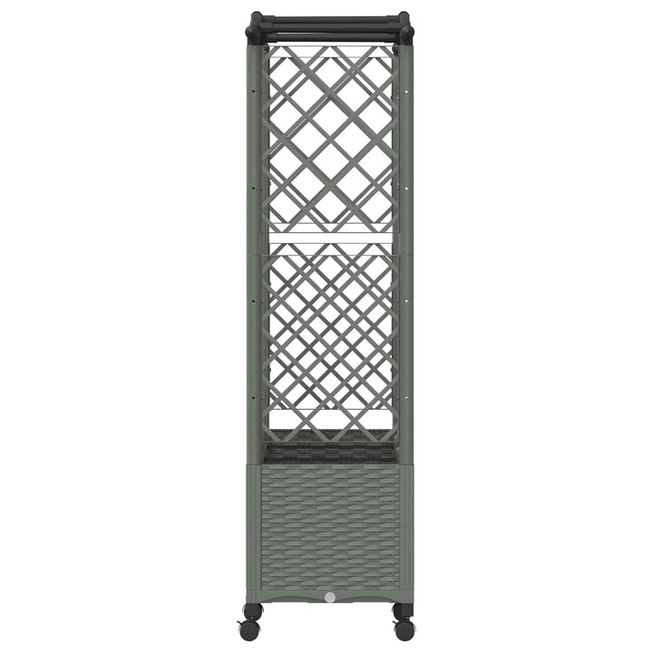 Hævet Bed med Trellis og Tag Lysegrå 163 x 40 x 144 cm PP