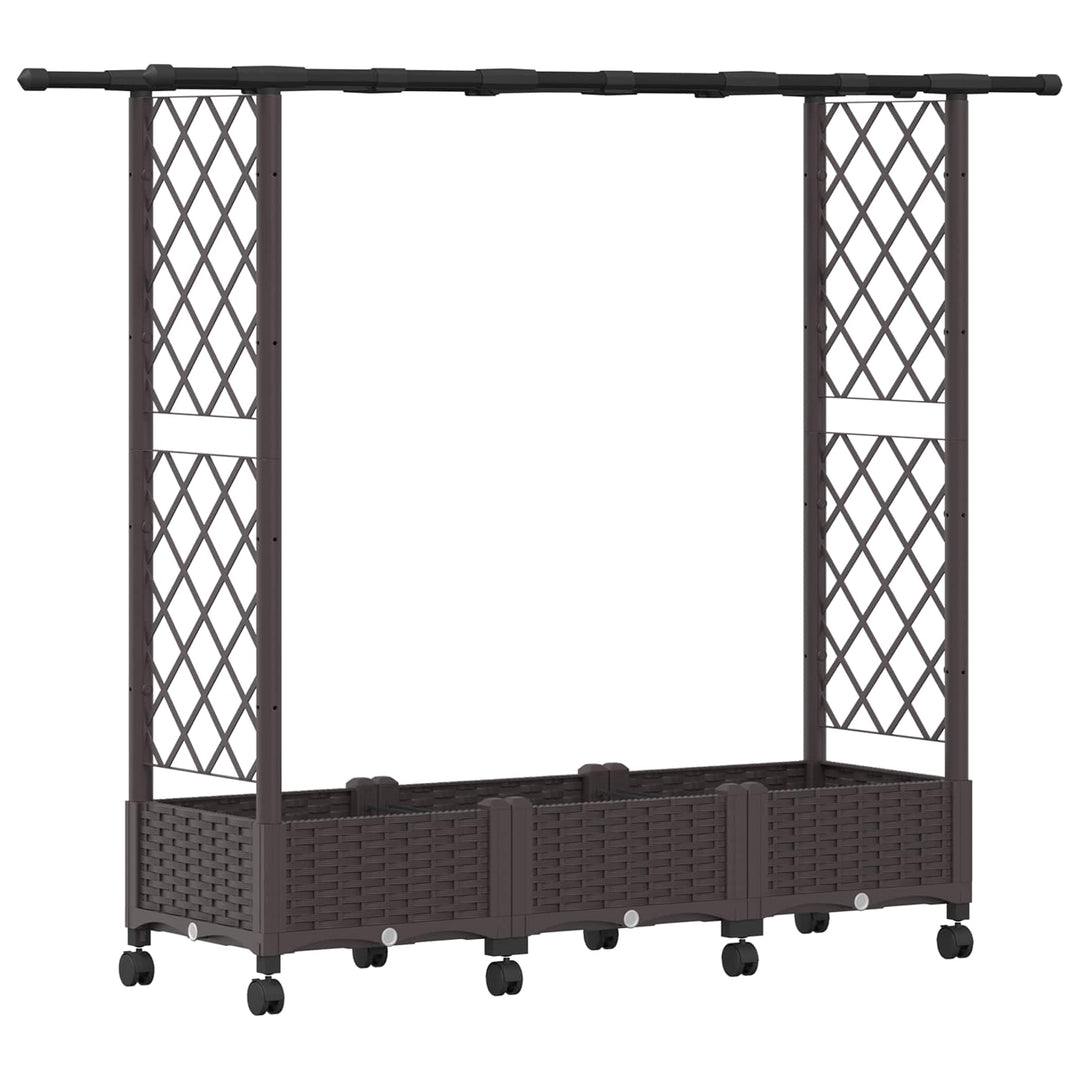 Hævet Bed med Trellis og Tag Brun 164 x 40 x 127 cm PP