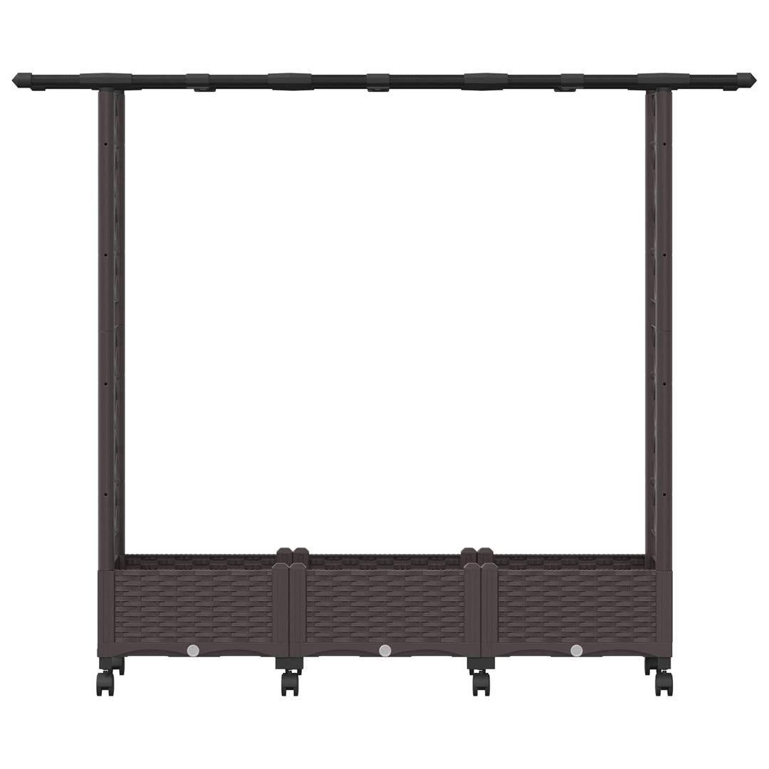 Hævet Bed med Trellis og Tag Brun 164 x 40 x 127 cm PP