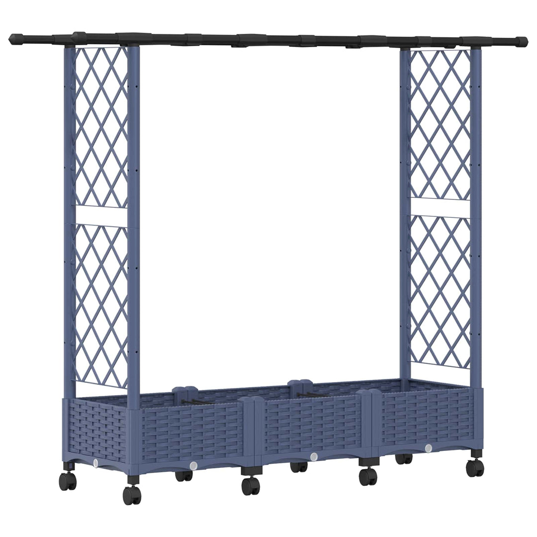 Hævet Bed med Trellis og Tag Grå 164 x 40 x 127 cm PP