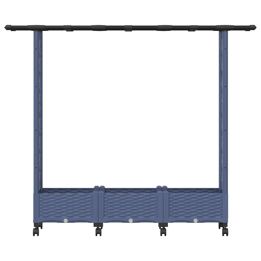 Hævet Bed med Trellis og Tag Grå 164 x 40 x 127 cm PP