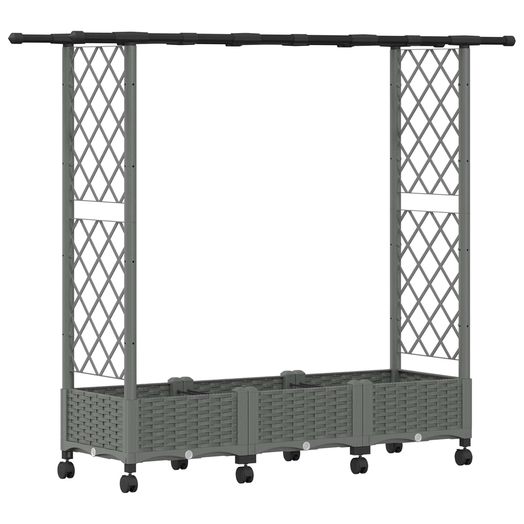 Hævet Bed med Trellis og Tag Lysegrå 164 x 40 x 127 cm PP