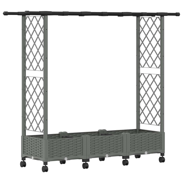 Hævet Bed med Trellis og Tag Lysegrå 164 x 40 x 127 cm PP
