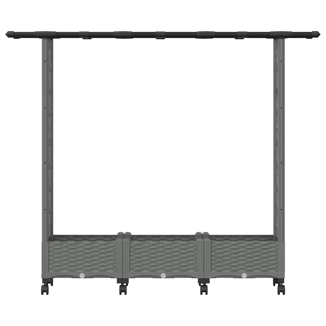 Hævet Bed med Trellis og Tag Lysegrå 164 x 40 x 127 cm PP