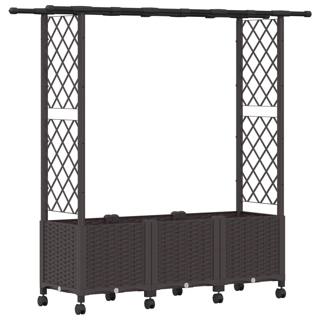 Hævet Bed med Trellis og Tag Brun 162,5 x 40 x 142 cm PP