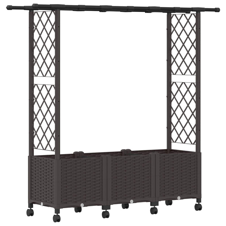 Hævet Bed med Trellis og Tag Brun 162,5 x 40 x 142 cm PP