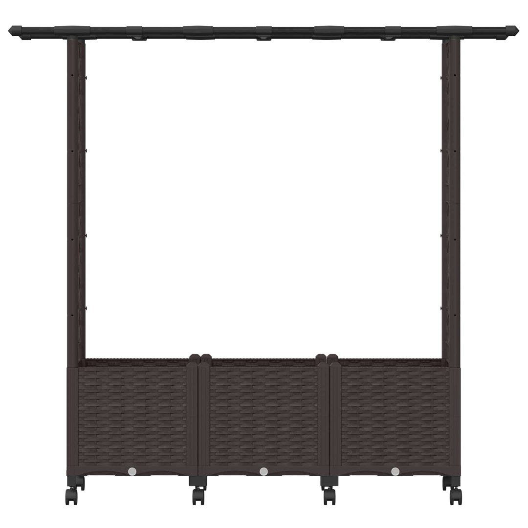 Hævet Bed med Trellis og Tag Brun 162,5 x 40 x 142 cm PP