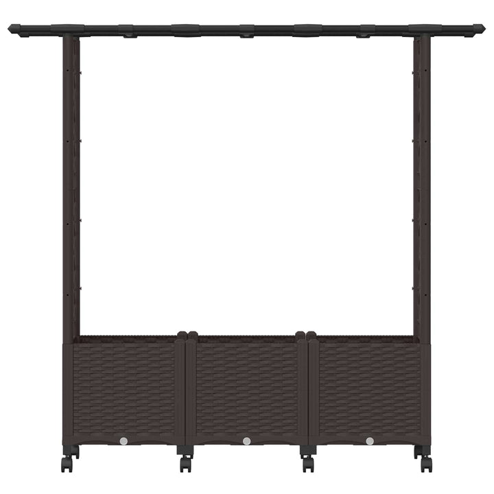 Hævet Bed med Trellis og Tag Brun 162,5 x 40 x 142 cm PP