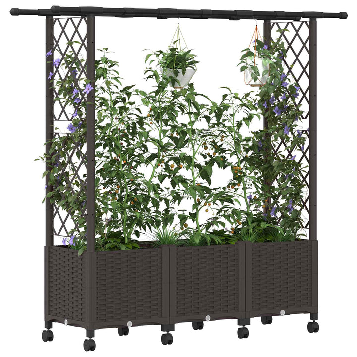 Hævet Bed med Trellis og Tag Brun 162,5 x 40 x 142 cm PP