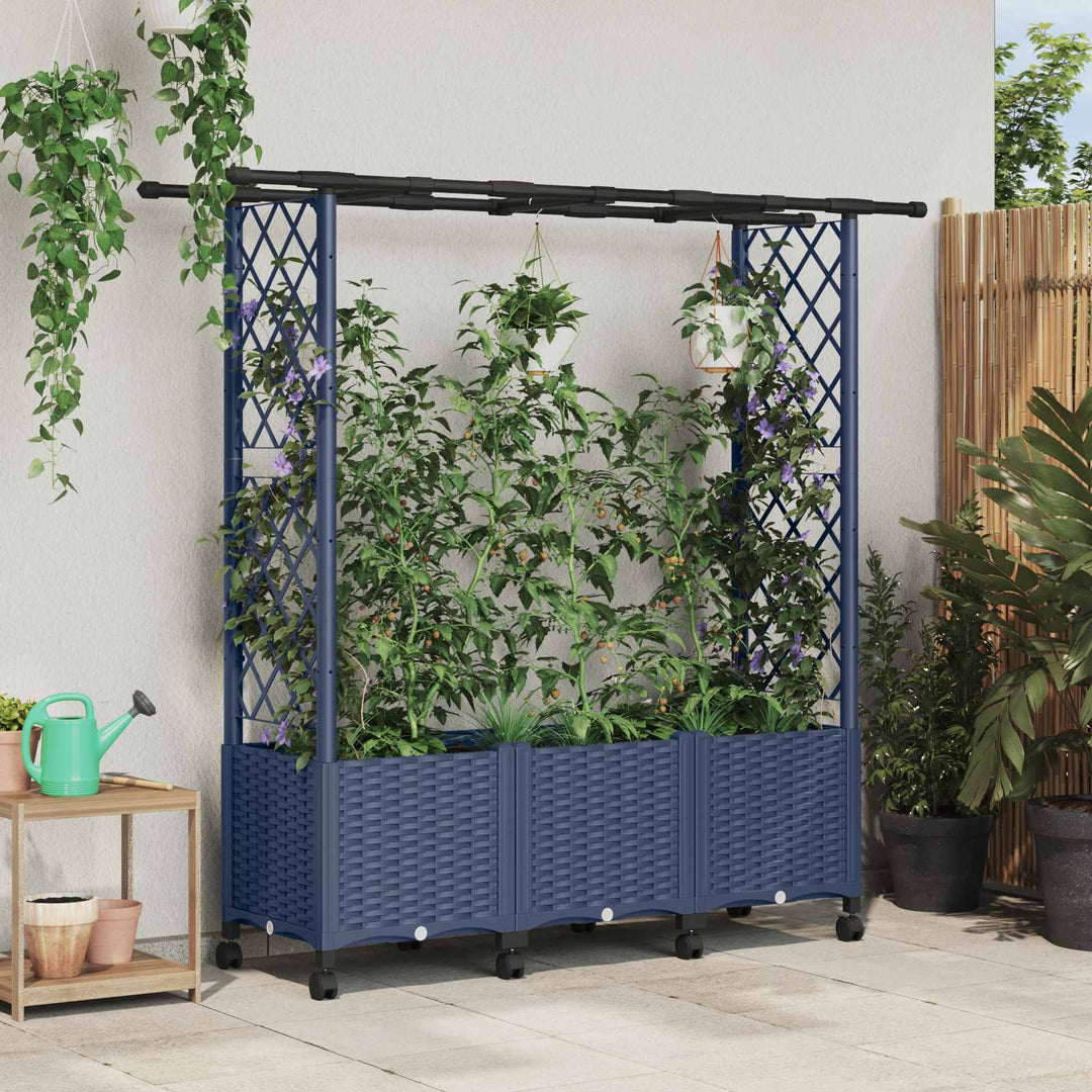 Hævet Bed med Trellis og Tag Grå 162,5 x 40 x 142 cm PP