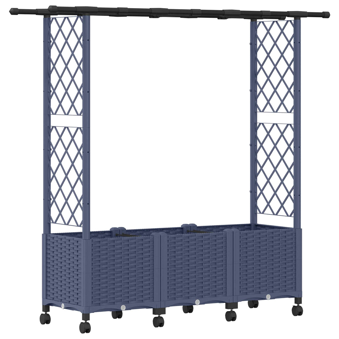 Hævet Bed med Trellis og Tag Grå 162,5 x 40 x 142 cm PP