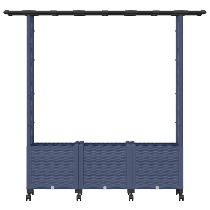 Hævet Bed med Trellis og Tag Grå 162,5 x 40 x 142 cm PP
