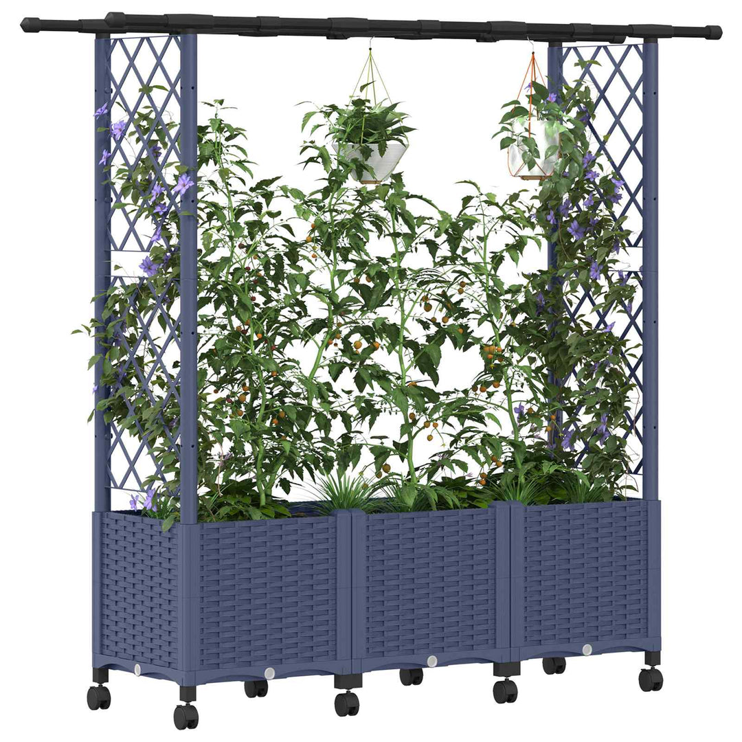 Hævet Bed med Trellis og Tag Grå 162,5 x 40 x 142 cm PP