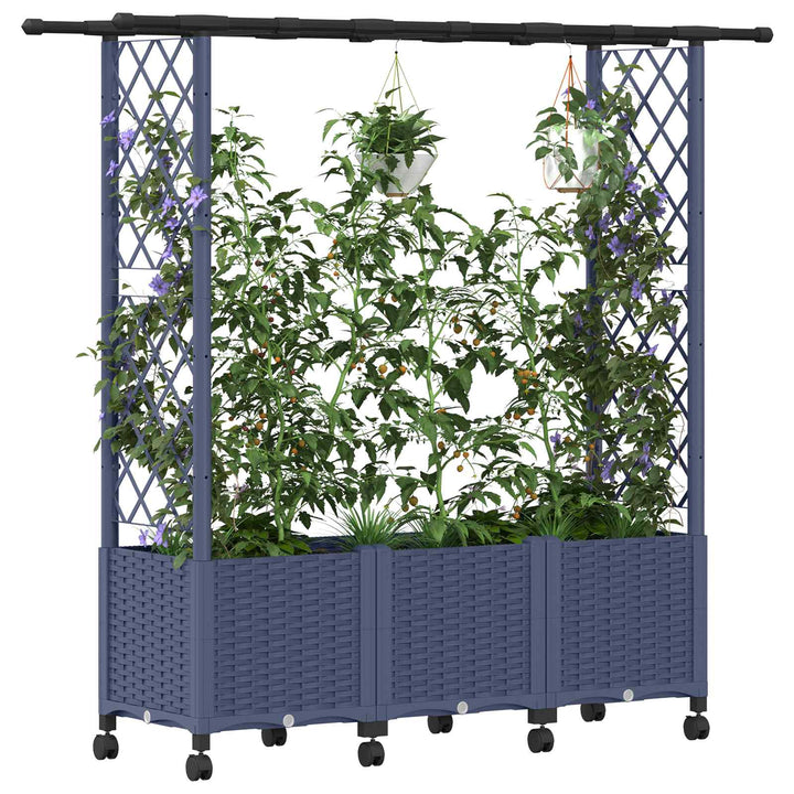 Hævet Bed med Trellis og Tag Grå 162,5 x 40 x 142 cm PP