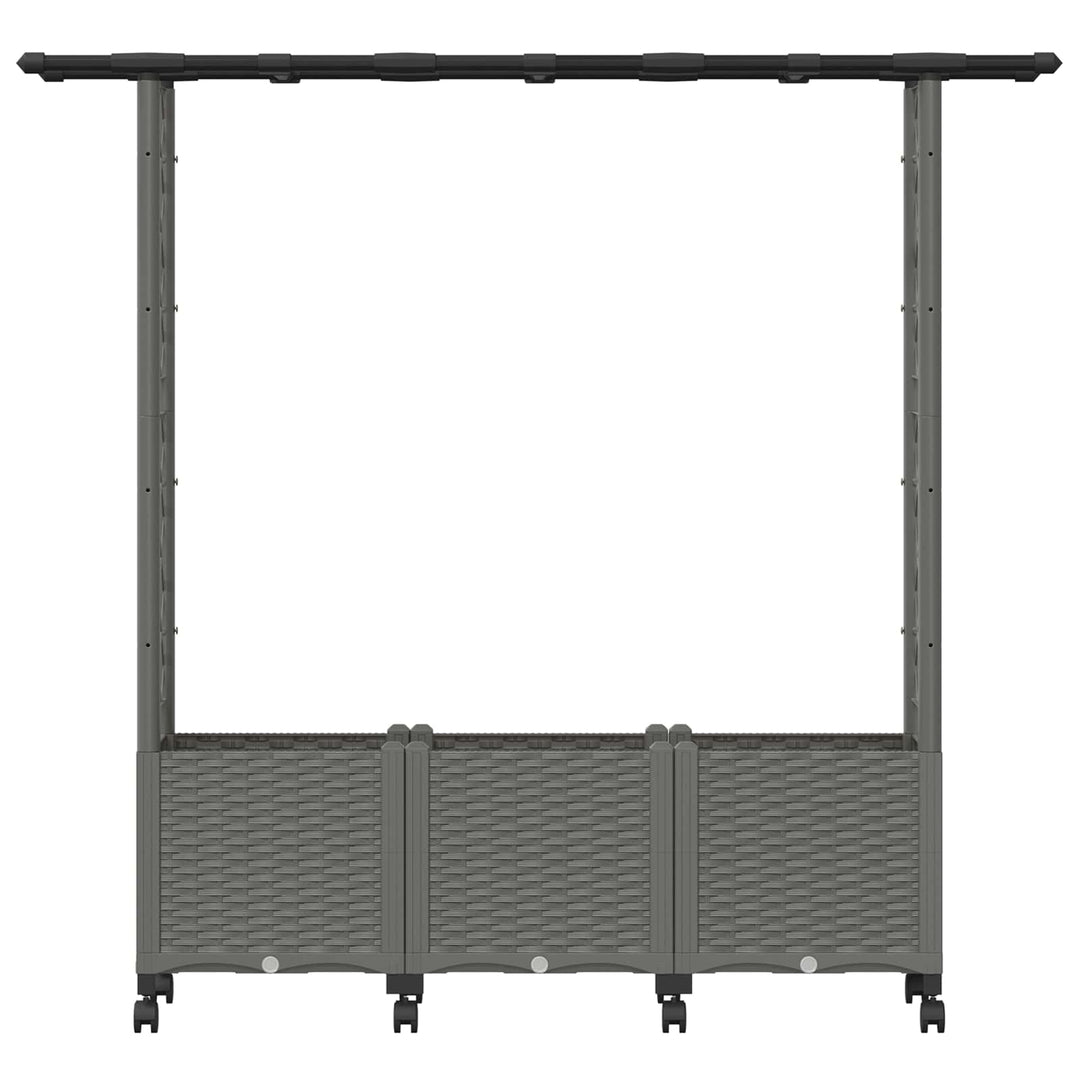 Hævet Bed med Trellis og Tag Lysegrå 162,5 x 40 x 142 cm PP