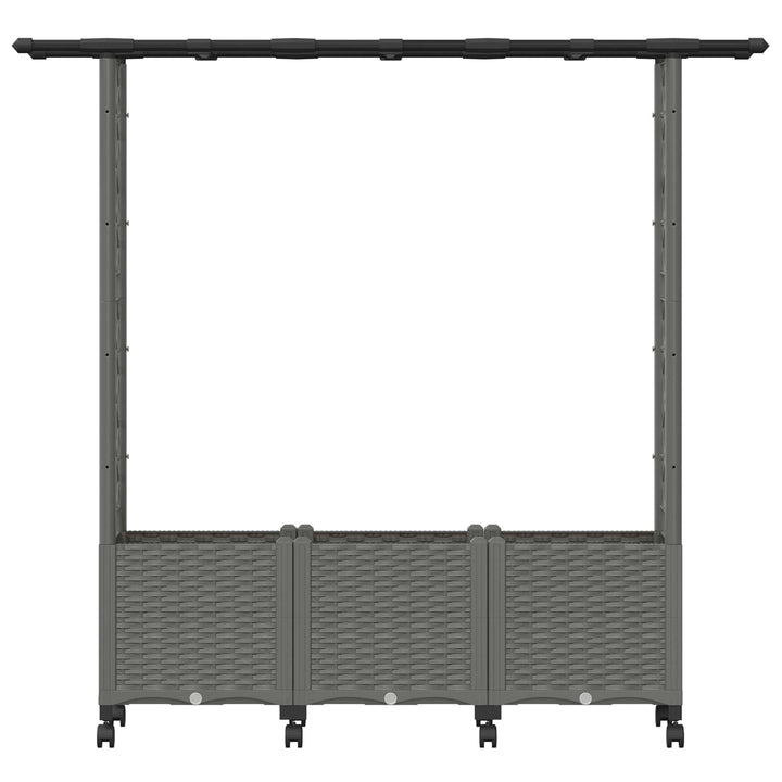 Hævet Bed med Trellis og Tag Lysegrå 162,5 x 40 x 142 cm PP