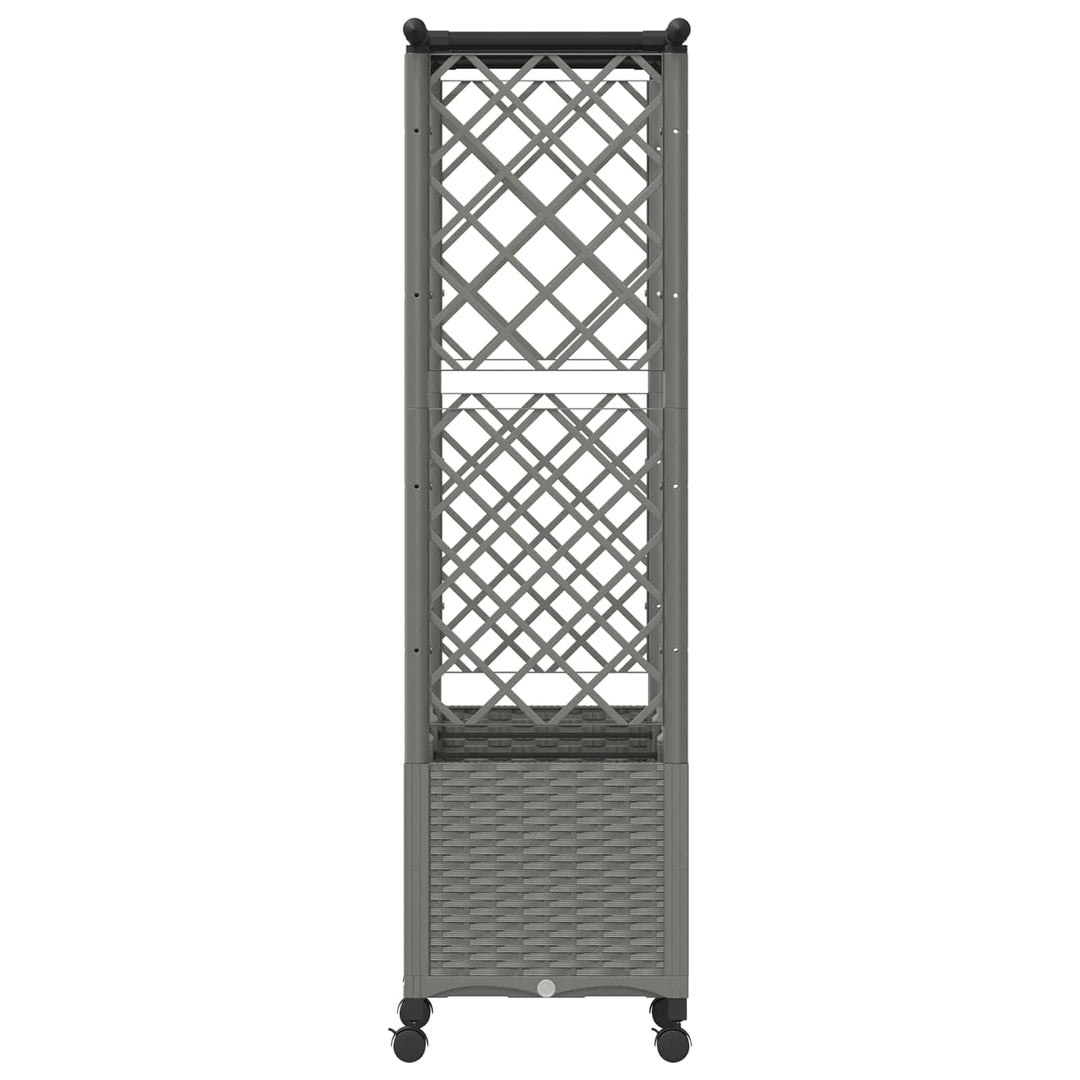 Hævet Bed med Trellis og Tag Lysegrå 162,5 x 40 x 142 cm PP