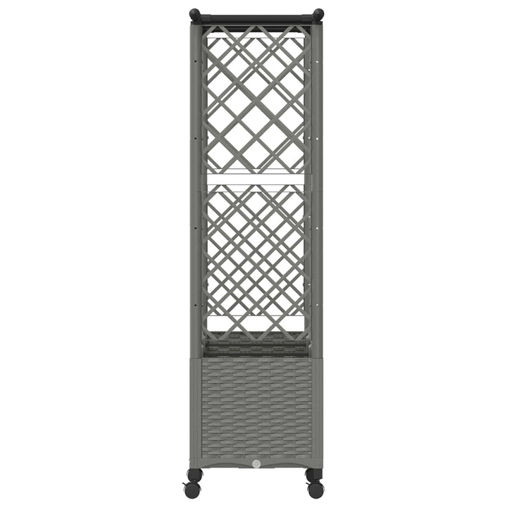 Hævet Bed med Trellis og Tag Lysegrå 162,5 x 40 x 142 cm PP