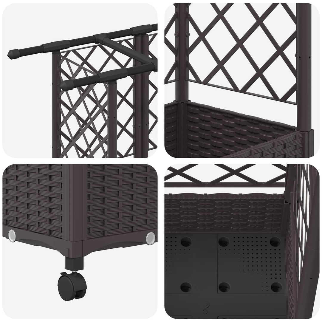 Hævet Bed med Trellis og Tag Brun 164 x 40 x 127 cm PP
